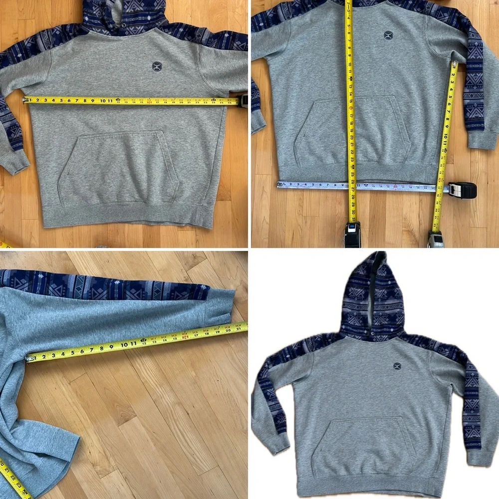 🌄Canyon Block Hooded Gray & Purple-Blue Patterned Hoodie by HOOEY | XL - Picture 12 of 17